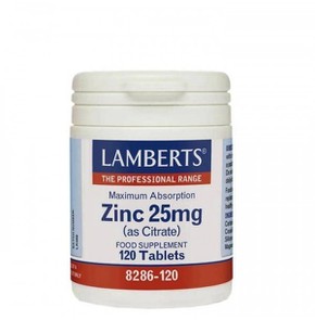 Lamberts Zinc 25mg (Citrate) Ψευδάργυρος, 120tabs 