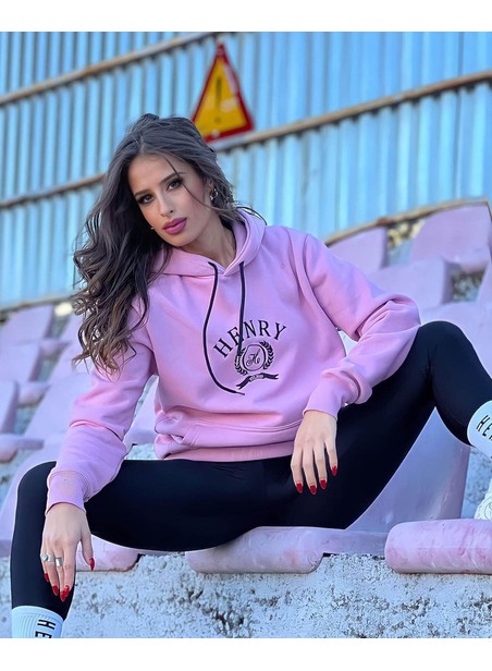 Henry clothing pink emplem logo hoodie