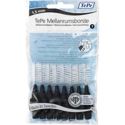 TePe Original Μεσοδόντια Βουρτσάκια 1.5mm Μαύρα 8τ