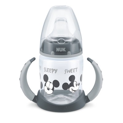 NUK First Choice Plus Temperature Control Learner Bottle Εκπαιδευτικό Μπιμπερό Με Δύο Λαβές Με Δείκτη Ελέγχου Θερμοκρασίας Και Ρύγχος Σιλικόνης 6-18m, 150ml Disney Mickey Σε Διάφορα Σχέδια