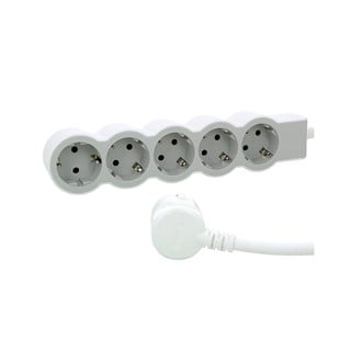 Socket Outlet Standard 5-Way Cable 3m White/Gray