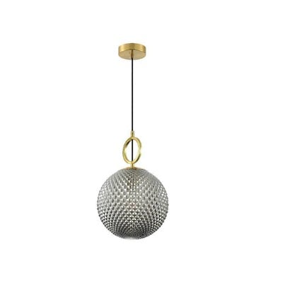 Pendant Light 1xE27 Embossed Chrome Ball With Deco