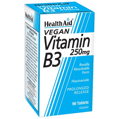 HEALTH AID Vitamin B3 250mg, Συμπλήρωμα Διατροφής Για Το Νευρικό Σύστημα 90 Ταμπλέτες