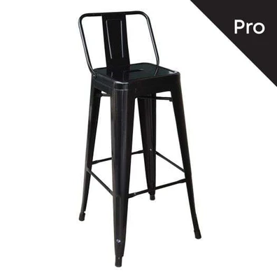 Relix Σκαμπό bar-pro με Πλάτη, Μέταλλο Βαφή Μαύρο