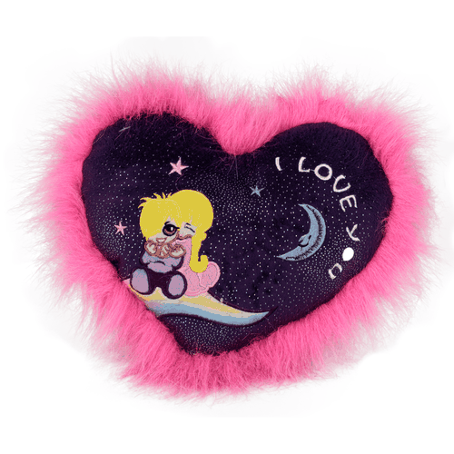 Zemër Pellushi "I Love You" Me Flokë Rozë 27 Cm