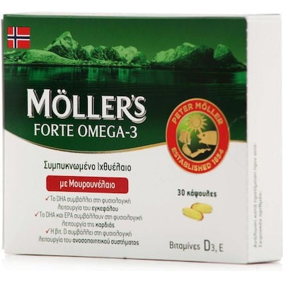 MOLLER`S Forte Μουρουνέλαιο Μίγμα Ιχθυελαίου & Μουρουνέλαιου Πλούσιο Σε Ω3 Λιπαρά Οξέα, 30 Κάψουλες
