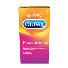 Durex Pleasuremax Προφυλακτικά με ανάγλυφες κουκίδες & ραβδώσεις, 6 τεμάχια