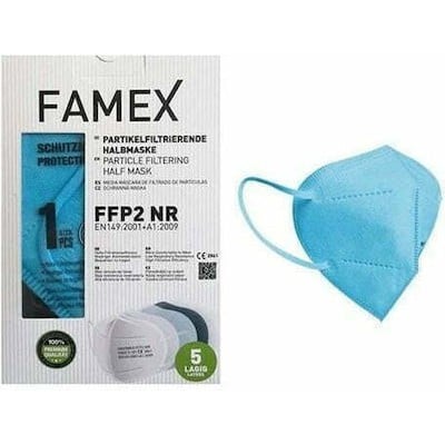 FAMEX Particle Filtering Half NR Μάσκα Προστασίας FFP2 Γαλάζιο 50 Τεμάχια 5x10