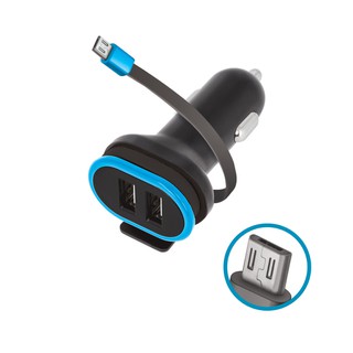 Forever Car Charger 3A 2ΧUSB & Cable Micro USB Bla