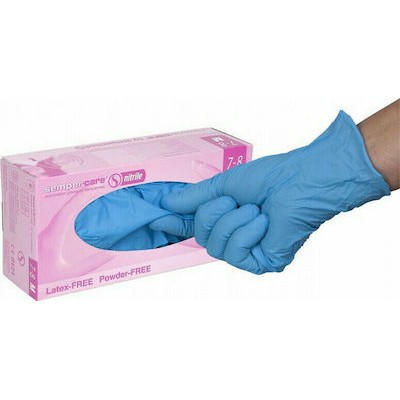 SEMPERCARE Μπλε Γάντια Νιτριλίου Μίας Χρήσης Χωρίς Πούδρα - Συσκευασία 100 Τεμαχίων - Επιλέξτε Μέγεθος