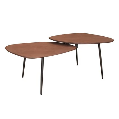 Coffee Table 126x64x40/46cm cm Steel Black/Walnut 