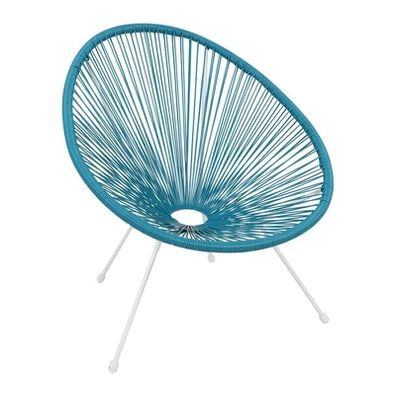 Acapulco Πολυθρόνα Μέταλλο Βαφή Άσπρο, Rattan Μπλε