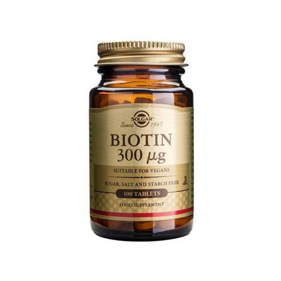 SOLGAR Biotin 300μg Συμπλήρωμα Διατροφής Για Υγιή Μαλλιά Και Δέρμα x100 Δισκία