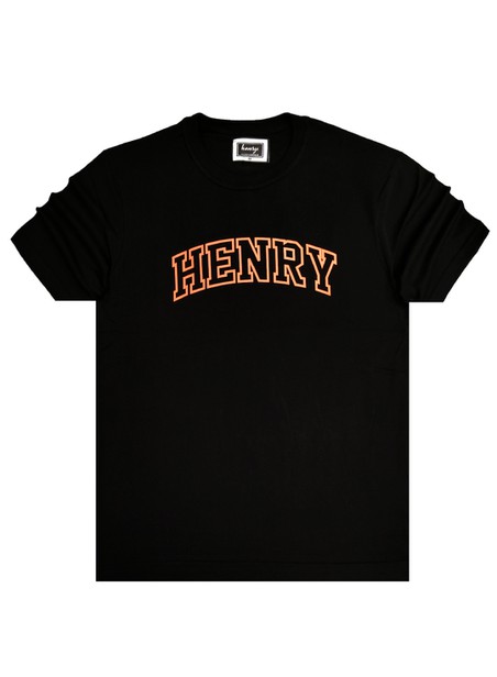 HENRY CLOTHING BLACK ORANGE LOGO T-SHIRT