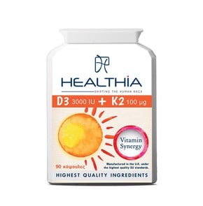 Healthia Vitamin D3 3000IU & K2 100mcg Συμπλήρωμα 