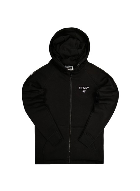 Henry clothing black taped zip through hoodie