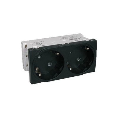 Systo Schuko Socket Double 4 Modules Black