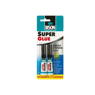Ρευστή Κόλλα Super Glue 3gr 1+1 Δώρο Bison 7000337