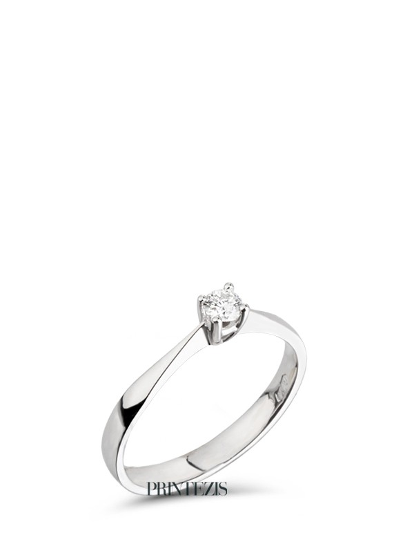 Μονόπετρο Δαχτυλίδι Λευκόχρυσο Κ18 με Διαμάντι 0,13ct
