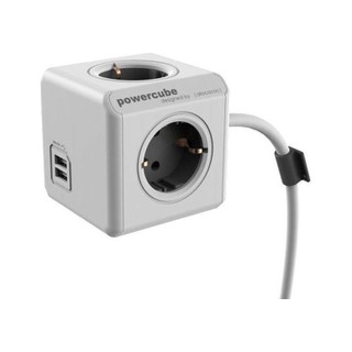 Socket Outlet PowerCube 4-Way +2USB Cable 1.5m Gra