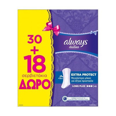 ALWAYS Daily Σερβιετάκια Extra Protect Long Plus Big Pack x48