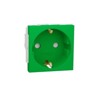 New Unica 2P+E Socket with Shutters Green NU303706