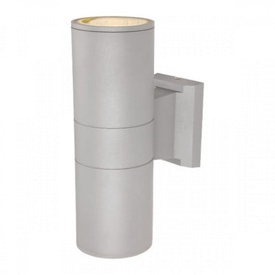 Wall Light E27 2X15W Cylinder Aluminum Silver