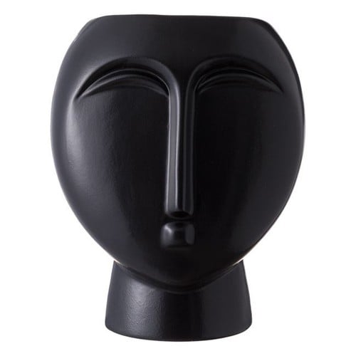 Vazo e zezë dekorative në formë fytyre