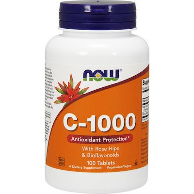 NOW FOODS Vitamin C 1000mg With Rose Hips & Bioflavonoids Συμπλήρωμα Διατροφής Με Βιταμίνη C & Aγριοτριανταφυλλιά & Bιοφλαβονοειδή Με Αντιοξειδωτική Δράση x100 Δισκία