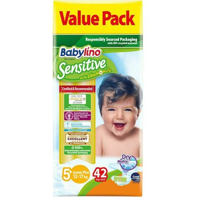 Babylino Junior Plus Νο.5+ (12-17 kg) Απορροφητικές & Πιστοποιημένα Φιλικές Παιδικές Πάνες 42 Tεμάχια