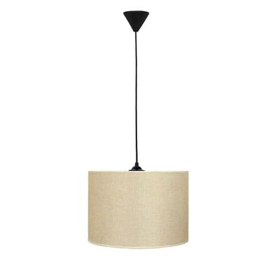 Pendant Light 1xE27 Cylindrical Fabric Brown Lamps