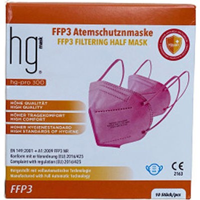 HG ΜΑΣΚΕΣ Υψηλής Προστασίας FFP3 Ροζ Χωρίς Βαλβίδα Εκπνοής x10