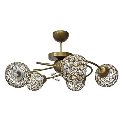 Ceiling Light 5xE27 Metal With Crystals Bronze