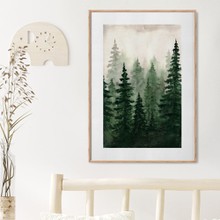 Watercolor forest wall