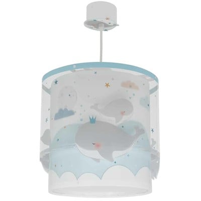 Kids Single Ceiling Light E27x1 Whale Dreams Blue