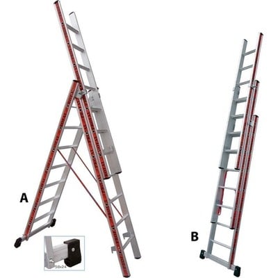 Aluminium Ladder Triple Folding With 10 Stairs 2,7