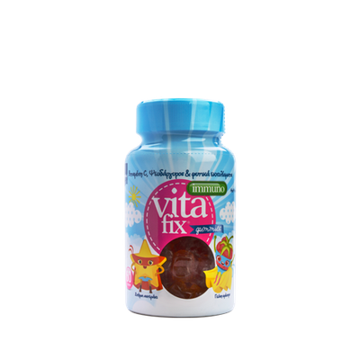 INTERMED Vita Fix Immuno Παιδικό Συμπλήρωμα Διατροφής Για Ενίσχυση Του Ανοσοποιητικού & Βιταμίνη C & Ψευδάργυρο Με Γεύση Σμέουρο Από 4 Ετών x60 Ζελεδάκια-Αστεράκια