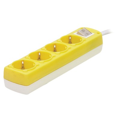 Extension Lead Schuko 4 Sockets Yellow 1.5M Cable