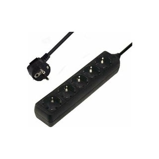 Socket Outlet 5-Way Cable 1.8m Black