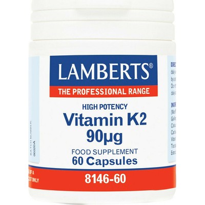LAMBERTS Vitamin K2 90mg Συμπλήρωμα Διατροφής Βιταμίνης Κ2, Βοηθά Στη Φυσιολογική Πήξη Του Αίματος & Τη Διατήρηση Της Υγείας Των Οστών 60 Κάψουλες