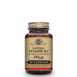 Solgar Vitamin K2 100mcg, για Φυσιολογική Πήξη του Αίματος, Οστά, caps 50s