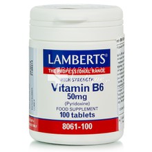 Lamberts Vitamin B-6 50mg, 100tabs (Pyridoxine)