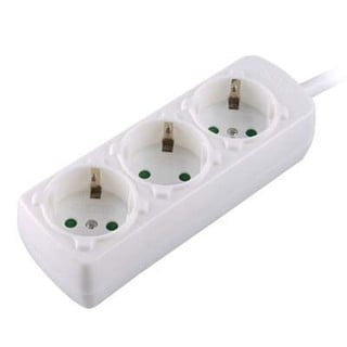 Socket Outlet 3-Way Cable 1.5m White