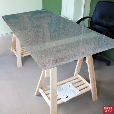 Desk with Crackle Glass and two tripods