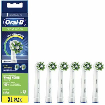 ORAL B Cross Action CleanMaximizer XL Pack Ανταλλακτικές Κεφαλές Για Ηλεκτρική Οδοντόβουρτσα 6 Τεμάχια