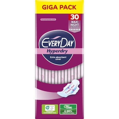 EVERYDAY Giga Pack Σερβιέτες Hyperdry Maxi Night Ultra Plus 30 Τεμάχια