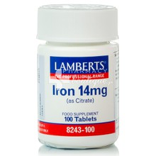 Lamberts Iron 14mg - Σίδηρος, 100 tabs (8243-100)