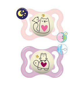 MAM Supreme Night Silicone Soother for Girls 2-6 M