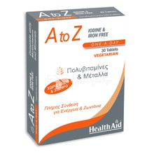 Health Aid A to Z Iodine & Iron Free - Πολυβιταμίνη, 30 veg. tabs
