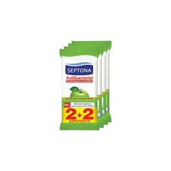 Septona Promo (2+2 Δώρο) Antibacterial Hand Wipes Aντιβακτηριακά Mαντηλάκια Xεριών Πράσινο Μήλο 4x15 τεμάχια